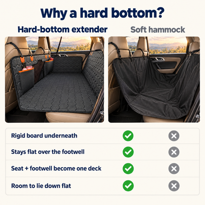 Hard bottom vs soft hammock: a rigid board under the fabric instead of a sling that dips.